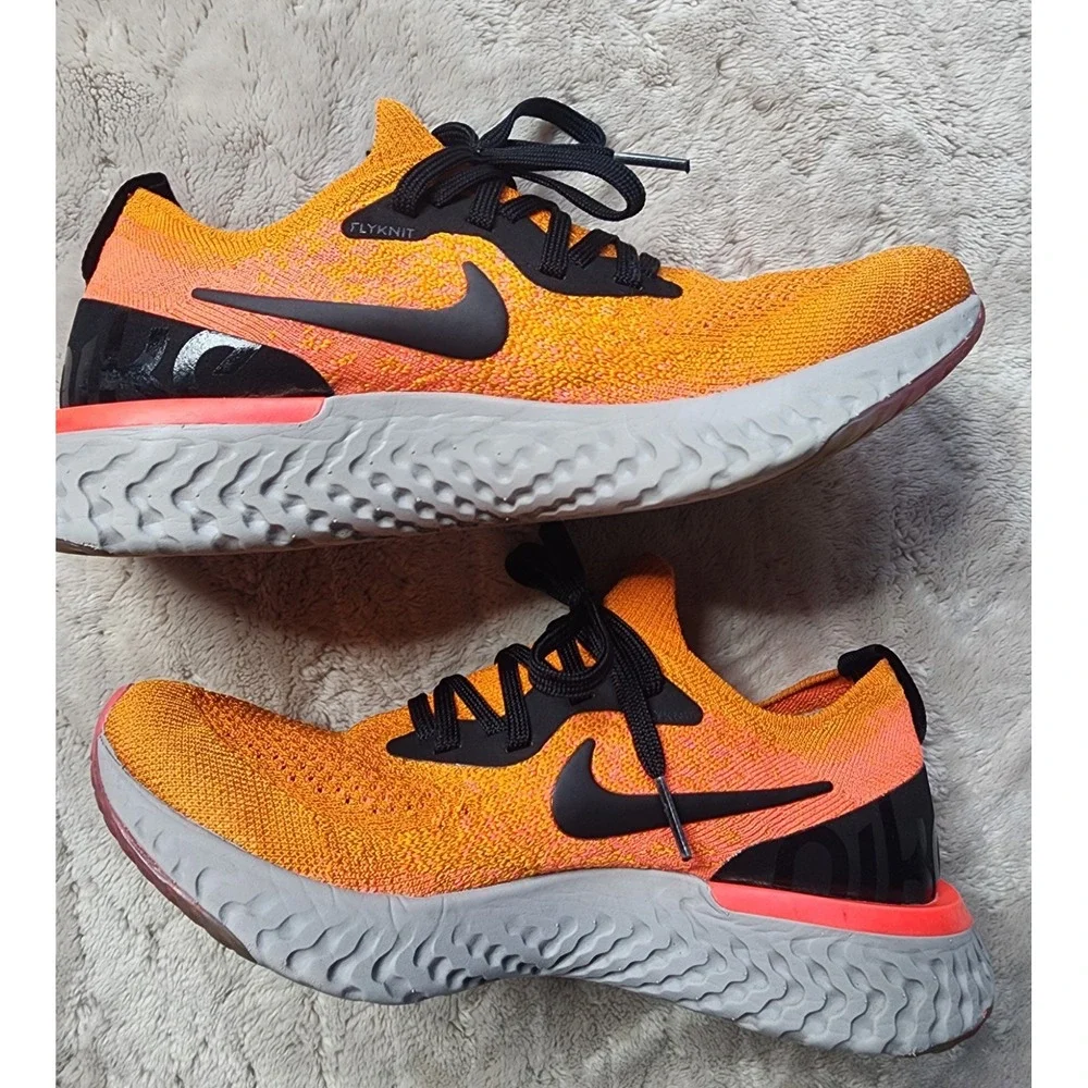 Nike Womens Epic React Flyknit Running Shoes Orange AQ0070-800 Sneaker 6.5